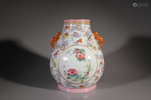 Famille Rose Zun Vessel