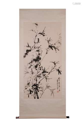 Vertical Painting:  Ink Bamboo by Dong Shouping