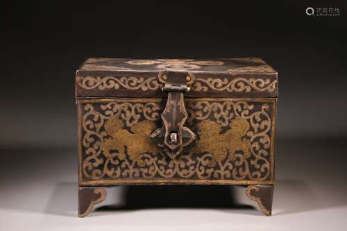Iron Lidded Box with Gold and Silver Inlay