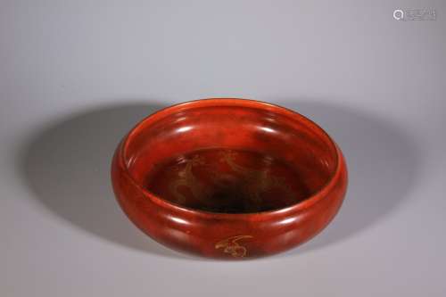 Ji-Red Glazed Brush Pot