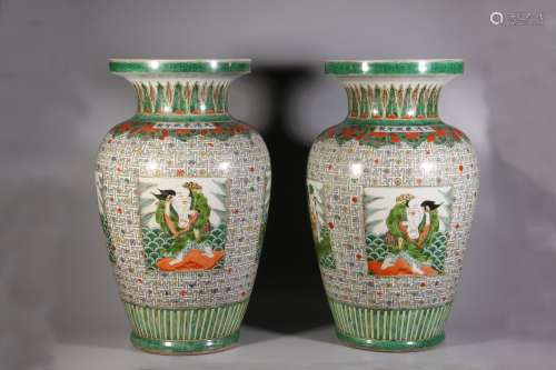 A Pair of Multicolored Big Vases