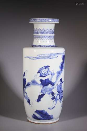 Blue-and-white Chinese-staff-shaped Vase