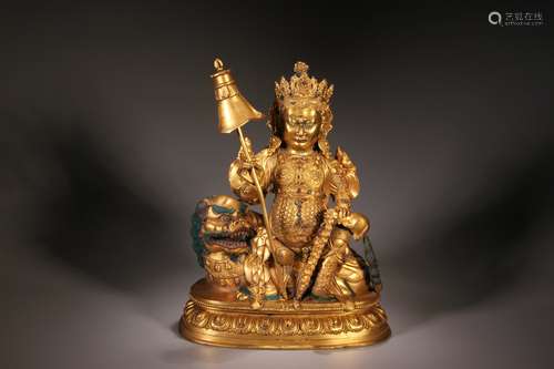 Gilt Copper Statue of Lion Zambala