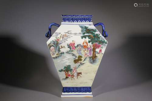 Blue-and-white Famille Rose Vase