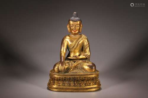 Gilt Copper Seated Sakyamuni