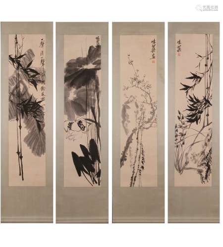 A Set of Four Paintings by Guo Weiqu