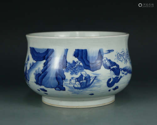 Blue and white porcelain censer Chongzhen  period