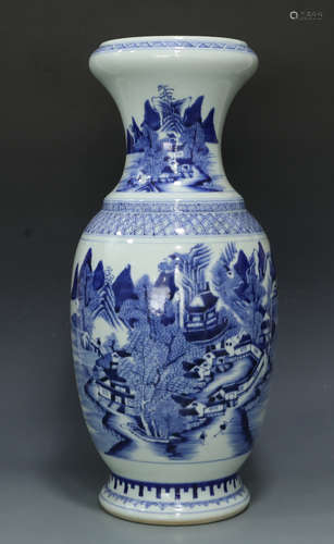 Blue and white porcelain vase late Qing period