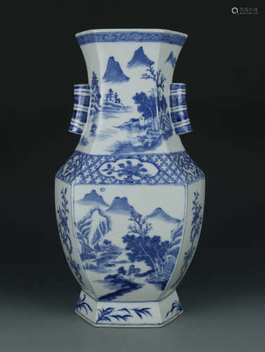 Blue and white porcelain vase late 19th c.