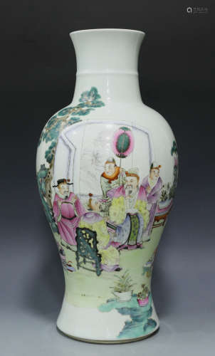 Famille rose vase with figures painting Republic period