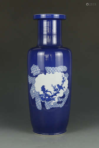 Blue glaze porcelain vase with mark Kangxi