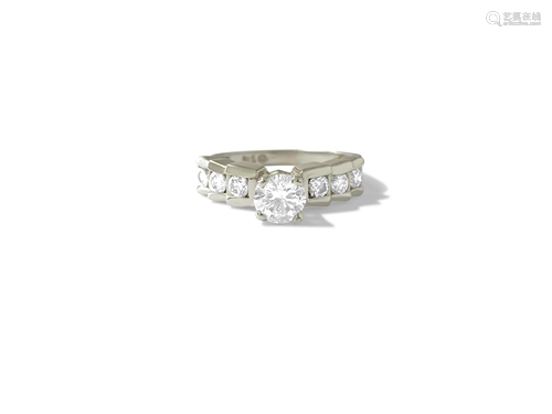 14K White Gold. 1.20ct Diamond Engagement Ring For Her