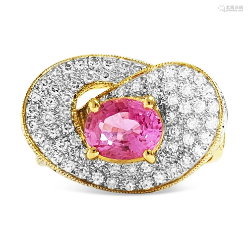 Vintage 3.00 ct Pink Sapphire & Diamond Ring in 18k