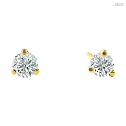 30 Carat Diamond Stud Earrings 14K Yellow Gold