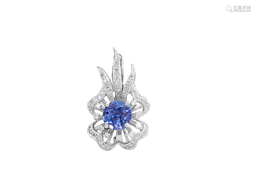 14k Gold Vinatge Diamond Tanzanite Pin