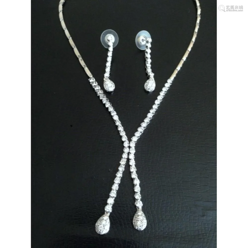 6.00ct Diamond Necklace & Earrings Set. Certified.