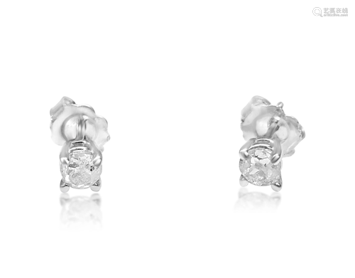 14K white gold, 0.50 CT old mine diamond earrings/studs