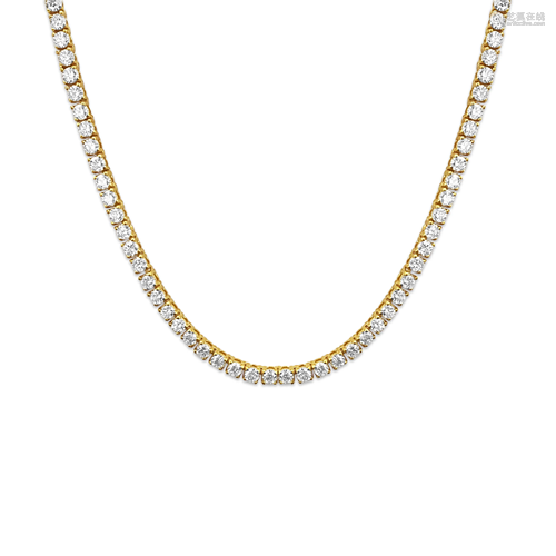 18 Carat VVS Diamond Tennis Necklace 14k Gold