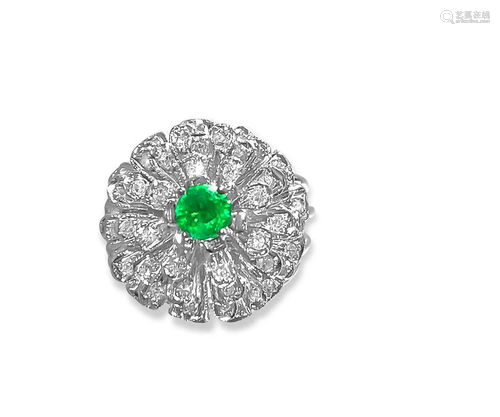 1.60ct VVS Diamond & Emerald in 14k Ring (Certified)