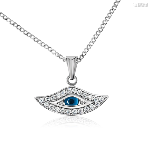 Classic Evil Eye & Diamond Necklace in 18K Gold.