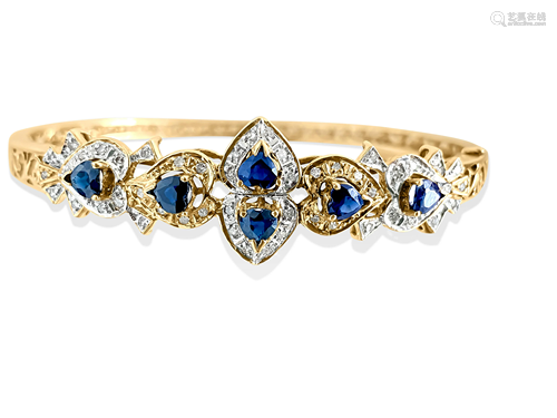 Vintage 2.00 Carat Blue Sapphire Diamond Bracelet