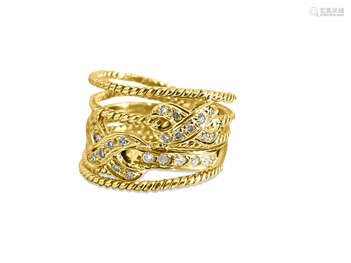 0.50 Carat Diamond Yellow Gold Modern Engagement Band