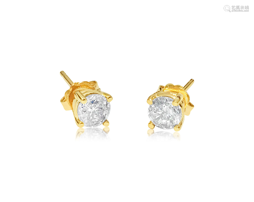 Classic 4 Prong Diamond & 14k Gold Studs / Earrings