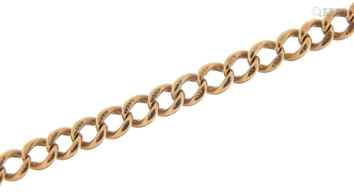 9ct rose gold curb link necklace, 50cm i...