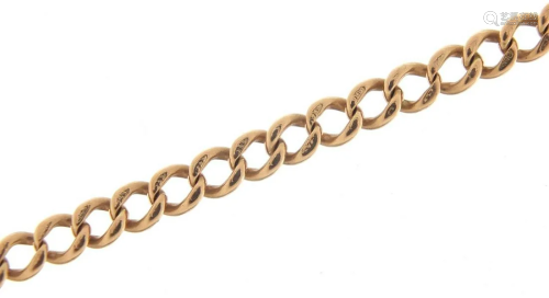 9ct rose gold curb link necklace, 50cm i...