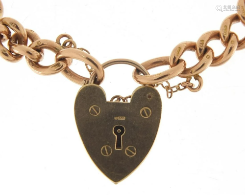 9ct rose gold charm bracelet with love h...