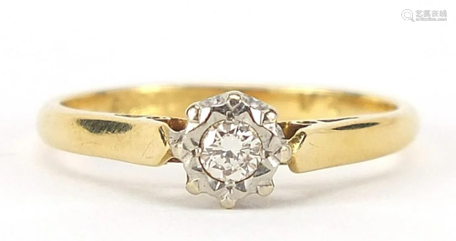 18ct gold diamond solitaire ring, the di...