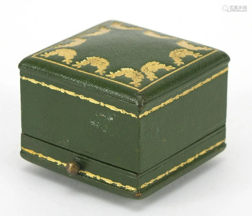 Cartier, tooled green leather ring box w...
