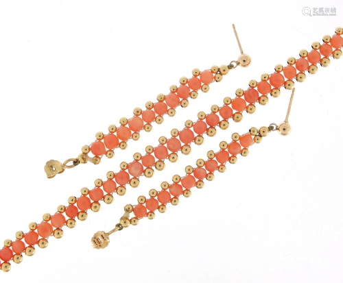14ct gold and pink coral necklace with m...