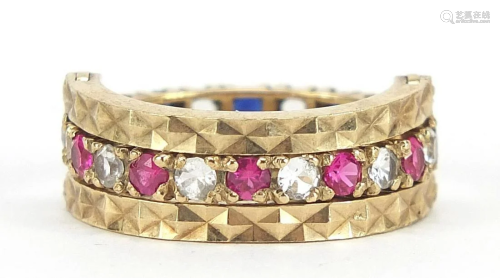 9ct gold blue, pink and white sapphire h...