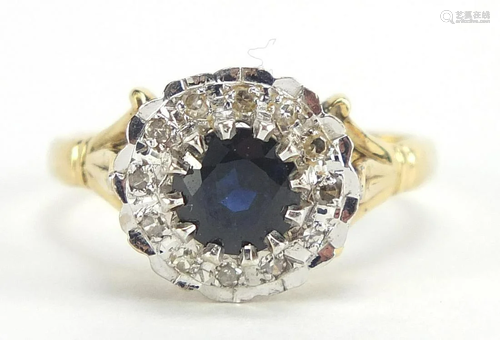 18ct gold sapphire and diamond ring, the...