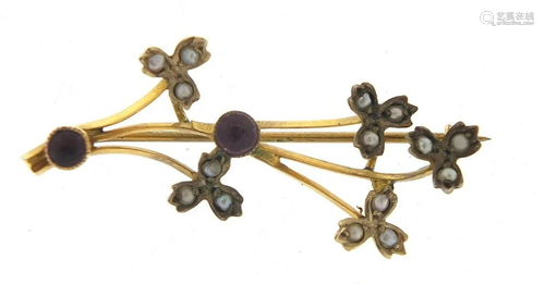 Antique unmarked gold amethyst and seed ...