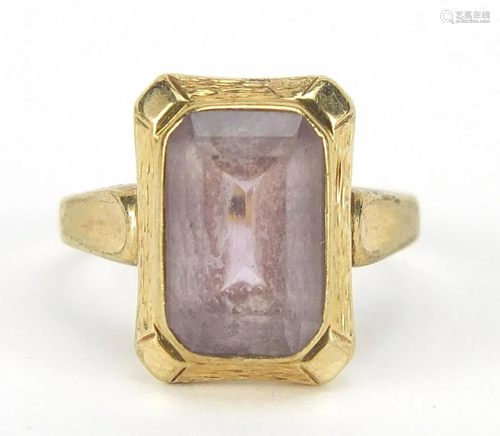 Antique design 9ct gold amethyst ring wi...