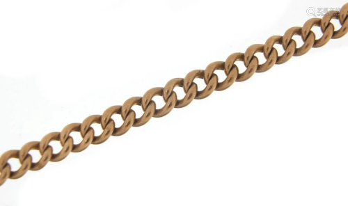 9ct rose gold watch chain with T bar, 40...