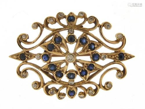 9ct gold diamond and sapphire cluster pi...