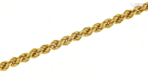 9ct gold rope twist necklace, 50cm in le...