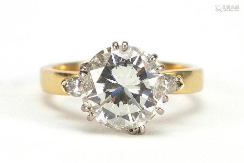 18ct gold diamond solitaire ring, round ...