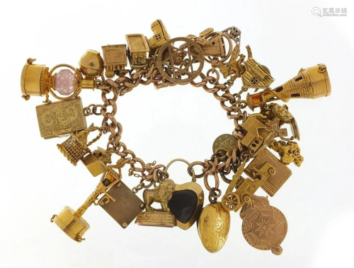 Good 9ct gold charm bracelet with a larg...