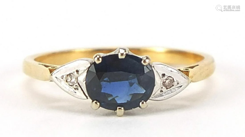 18ct gold sapphire and diamond ring, the...