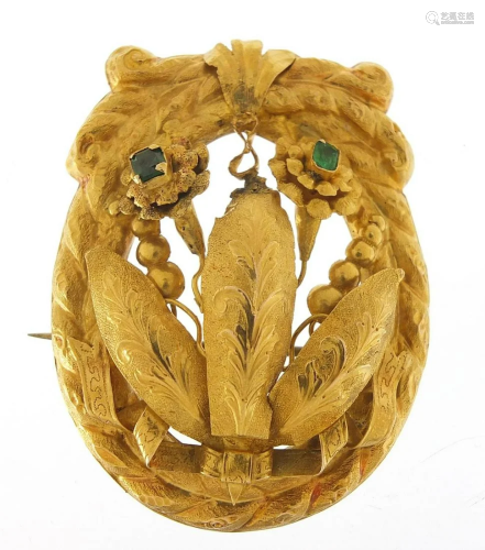 Large unmarked gold naturalistic brooch ...