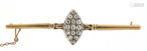 Antique unmarked gold diamond marquis cl...