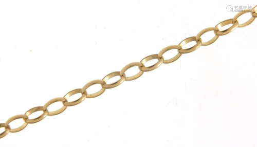 9ct gold Belcher link necklace, 60cm in ...