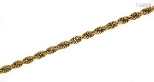 18ct gold rope twist necklace, 50cm in l...