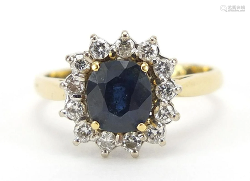 18ct gold sapphire and diamond flower he...