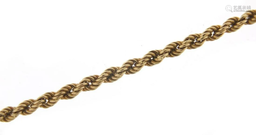 9ct gold rope twist necklace, 47cm in le...
