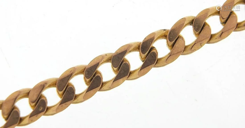 9ct gold curb link bracelet, 20cm in len...